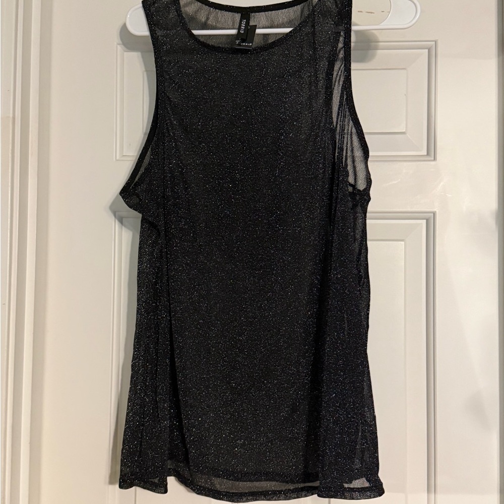 torrid Black Glitter Sheer Tank Top